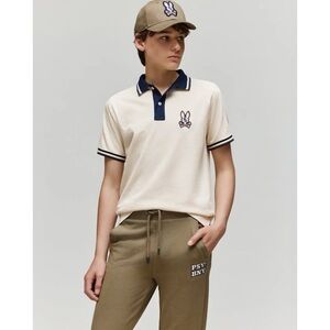 Psycho boys  Bunny Cream and Navy Polo Shirt